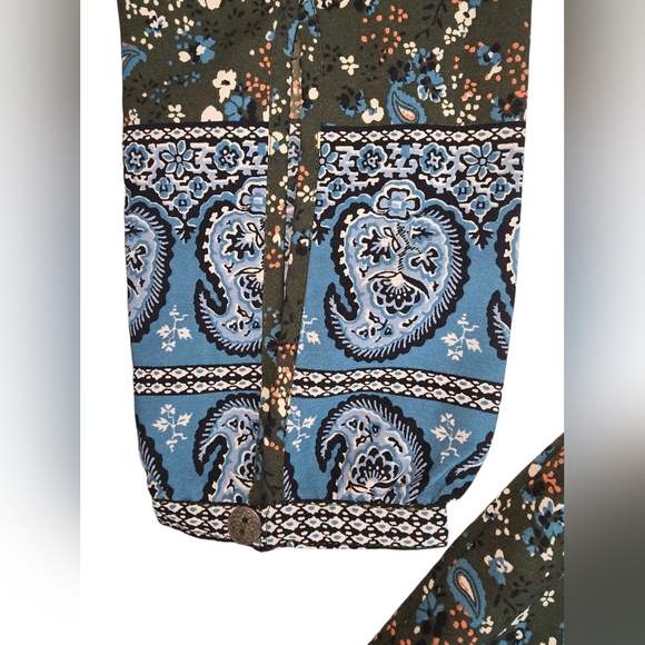 ABERCROMBIE & FITCH Mini Dress Green Blue Paisley Long Sleeve Size XS - Picture 7 of 14